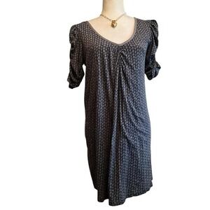 Juicy Couture Y2K Monogram Logo Mini Dress Puff Sleeve Babydoll Gray Medium